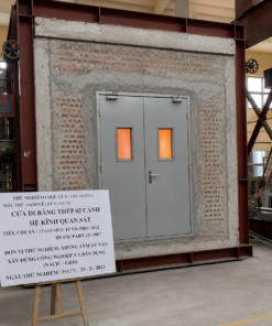 Cửa thép chống cháy 2 cánh ô kính